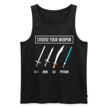 Python programming, programmer Python code - Men's Premium Organic Tank Top - black - Front - AI Model Male 178 light (178cm)