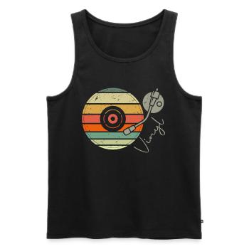 Vinyl Retro - LP Record - Men's Premium Organic Tank Top - black - Front - AI Model Male 178 light (178cm)
