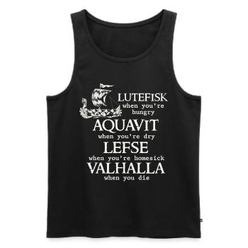 Scandinavian Poe, Viking, Lutefisk - Men's Premium Organic Tank Top - black - Front - AI Model Male 178 light (178cm)