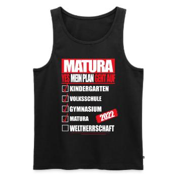 Matura 2022 Abitur bestanden WELTHERRSCHAFT Matura - Männer Premium Bio Tank Top - Schwarz - Vorne - AI Model Male 178 light (178cm)