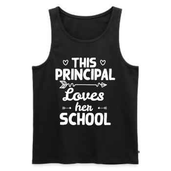 This client loves your school - Men's Premium Organic Tank Top - black - Front - AI Model Male 178 light (178cm)