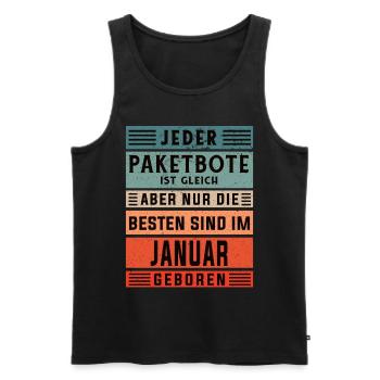 Paketfahrer Geburtstag Januar geboren Paketbote - Männer Premium Bio Tank Top - Schwarz - Vorne - AI Model Male 178 light (178cm)