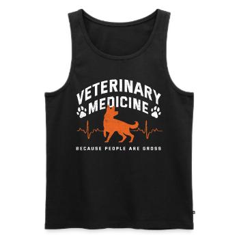 Médecine vétérinaire, les gens de Bacause sont dégoûtants - Débardeur bio Premium Homme - noir - Devant - AI Model Male 178 light (178cm)