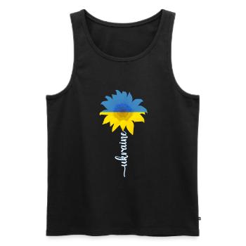 Soutenez l’Ukraine avec Je soutiens l’Ukraine - Débardeur bio Premium Homme - noir - Devant - AI Model Male 178 light (178cm)