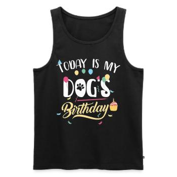Aujourd’hui, c’est l’anniversaire de mon chien, propriétaire du chien - Débardeur bio Premium Homme - noir - Devant - Michal (187cm)