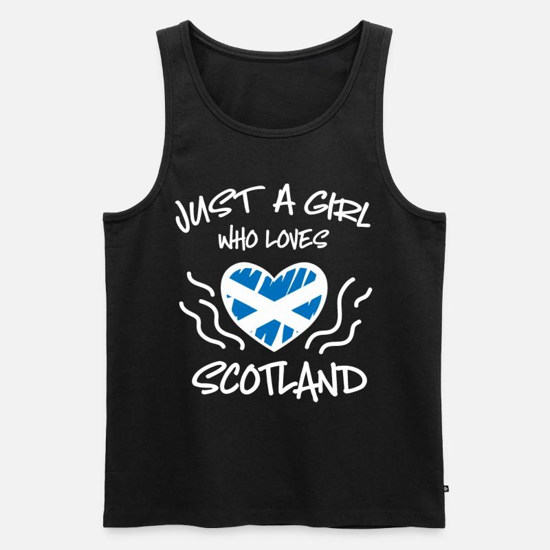 Schottisches Mädchen, Schottland - Männer Premium Bio Tank Top - Schwarz
