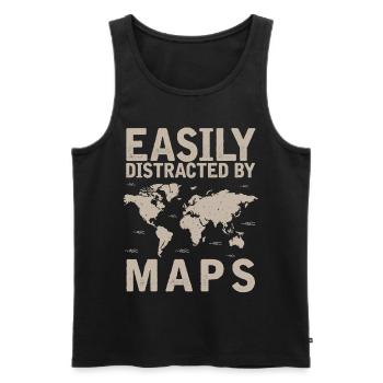 Cards, Map, Read Map, Distracted By Cards - Men's Premium Organic Tank Top - black - Front - AI Model Male 178 light (178cm)