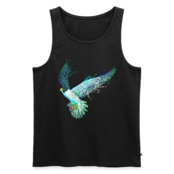 Oiseau volant Faucon pèlerin coloré - Débardeur bio Premium Homme - noir - Devant - AI Model Male 178 light (178cm)