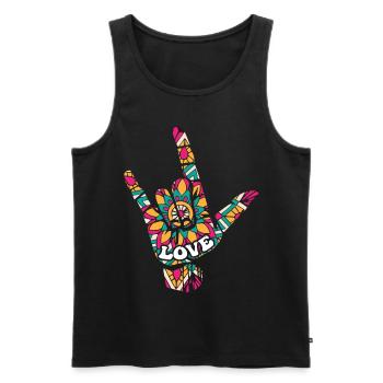 Asl sign language. - Men's Premium Organic Tank Top - black - Front - AI Model Male 178 light (178cm)