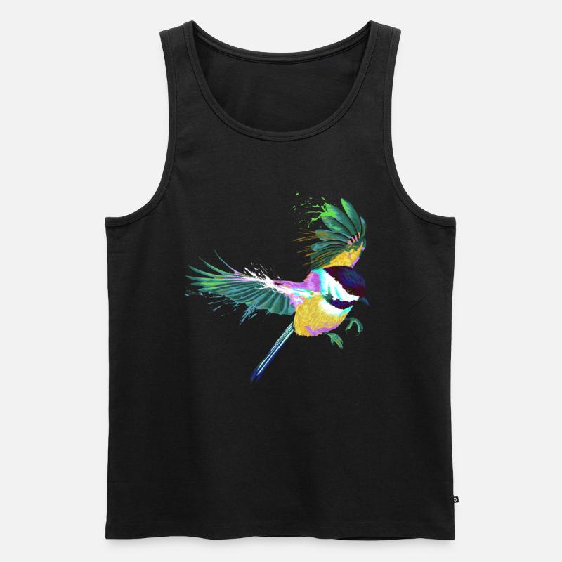 Mésange Splash Bird colorée - Débardeur bio Premium Homme - noir