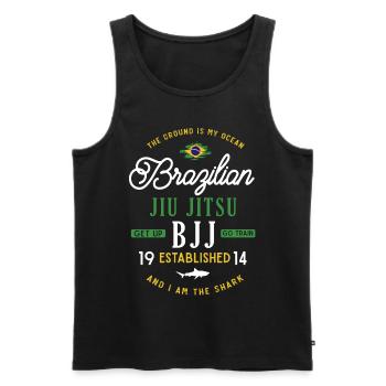 BJJ Jiu Jitsu Brésilien - Débardeur bio Premium Homme - noir - Devant - AI Model Male 178 light (178cm)