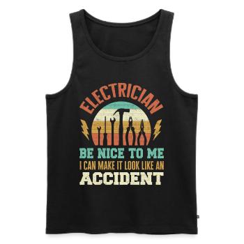 Électricien, Câbleur, Électricité - Débardeur bio Premium Homme - noir - Devant - Michal (187cm)