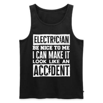 Électricien, Câbleur, Électricité - Débardeur bio Premium Homme - noir - Devant - Michal (187cm)