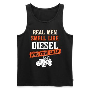 Real Men Smell Like Diesel And Cow Manure - Men's Premium Organic Tank Top - black - Front - AI Model Male 178 light (178cm)