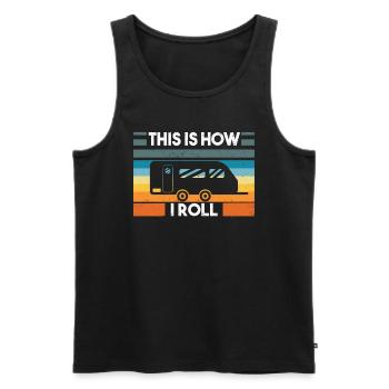 Campingwagen Camping lustige Sprüche Wohnwagen - Männer Premium Bio Tank Top - Schwarz - Vorne - AI Model Male 178 light (178cm)