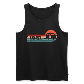 Campingwagen Camping Jahrgang 1981 Geburtstag - Männer Premium Bio Tank Top - Schwarz - Vorne - AI Model Male 178 light (178cm)