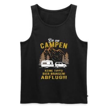 Wohnwagen - Bin am Campen - Lustig - Männer Premium Bio Tank Top - Schwarz - Vorne - Michal (187cm)