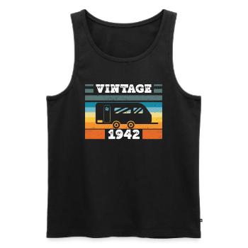 Campingwagen Camping Jahrgang 1942 Geburtstags - Männer Premium Bio Tank Top - Schwarz - Vorne - AI Model Male 178 light (178cm)