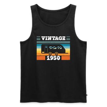 Campingwagen Camping Jahrgang 1950 Geburtstags - Männer Premium Bio Tank Top - Schwarz - Vorne - AI Model Male 178 light (178cm)