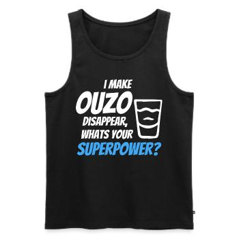 J’ai laissé disparaître l’ouzo - Débardeur bio Premium Homme - noir - Devant - AI Model Male 178 light (178cm)
