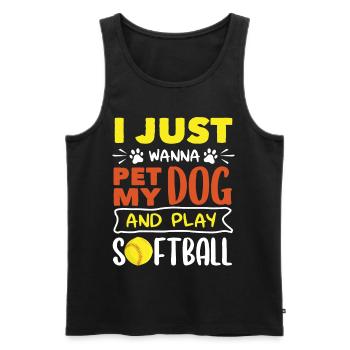 Just pet my dog and play softball - Men's Premium Organic Tank Top - black - Front - Michal (187cm)