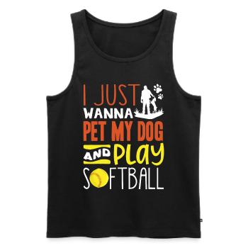 Just pet my dog and play softball - Men's Premium Organic Tank Top - black - Front - Michal (187cm)