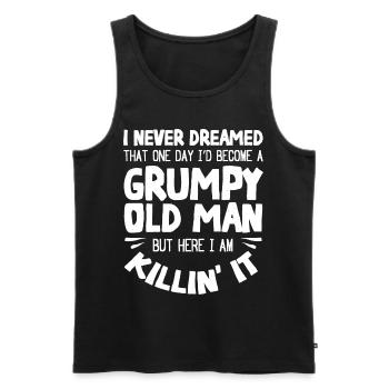Grumpy old man, here I am - Men's Premium Organic Tank Top - black - Front - AI Model Male 178 light (178cm)