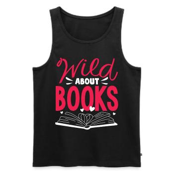 Wild About Books, Readers, Bookworm - Men's Premium Organic Tank Top - black - Front - AI Model Male 178 light (178cm)