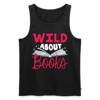 Wild About Books, Readers, Bookworm - Men's Premium Organic Tank Top - black - Front - AI Model Male 178 light (178cm)