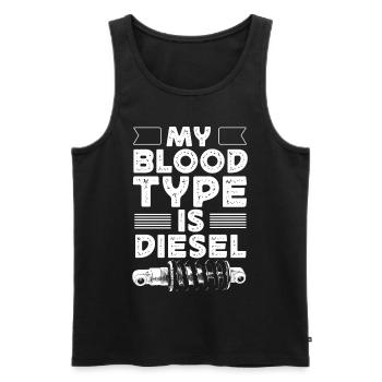 Mon groupe sanguin est diesel, chauffeur de camion - Débardeur bio Premium Homme - noir - Devant - Michal (187cm)