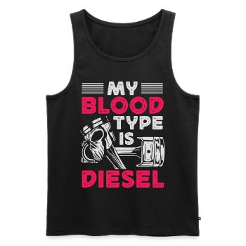 Mon groupe sanguin est diesel, chauffeur de camion - Débardeur bio Premium Homme - noir - Devant - Michal (187cm)