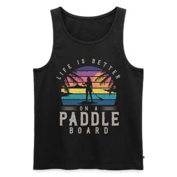 Das Leben Ist Besser Auf Einem Paddelbrett, SUP - Männer Premium Bio Tank Top - Schwarz - Vorne - AI Model Male 178 light (178cm)