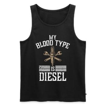 Mon groupe sanguin est diesel, chauffeur de camion - Débardeur bio Premium Homme - noir - Devant - Michal (187cm)