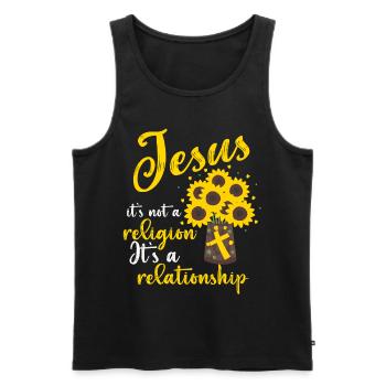 Jésus, ce n’est pas une religion C’est une relation - Débardeur bio Premium Homme - noir - Devant - Michal (187cm)