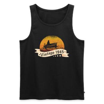 Angler Jahrgang 1945 Geburtstag Angelboot - Männer Premium Bio Tank Top - Schwarz - Vorne - AI Model Male 178 light (178cm)