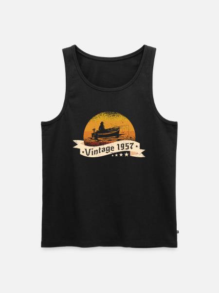 Angler Jahrgang 1957 Geburtstag Angelboot - Männer Premium Bio Tank Top - Schwarz