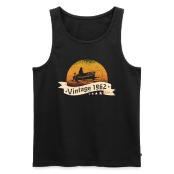 Angler Jahrgang 1962 Geburtstag Angelboot - Männer Premium Bio Tank Top - Schwarz - Vorne - AI Model Male 178 light (178cm)