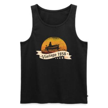 Angler Jahrgang 1956 Geburtstag Angelboot - Männer Premium Bio Tank Top - Schwarz - Vorne - AI Model Male 178 light (178cm)