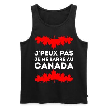 J'peux Pas Je Me Barre Au Canada Feuille D'érable - Débardeur bio Premium Homme - noir - Devant - Michal (187cm)