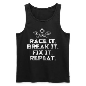 Race mechanic, garage person - Men's Premium Organic Tank Top - black - Front - AI Model Male 178 light (178cm)