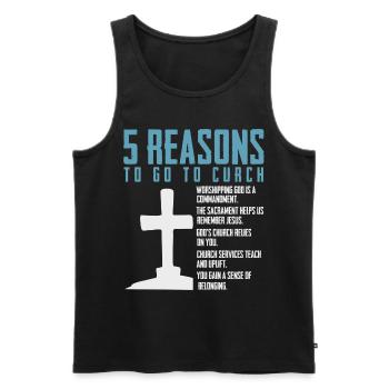 5 Reasons to Go to Church - Men's Premium Organic Tank Top - black - Front - AI Model Male 178 light (178cm)