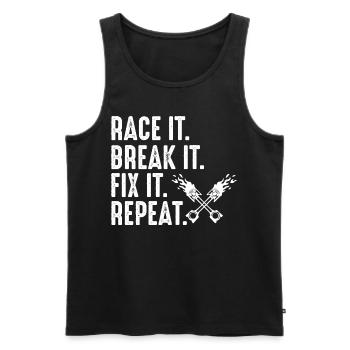 Race mechanic, garage person - Men's Premium Organic Tank Top - black - Front - AI Model Male 178 light (178cm)