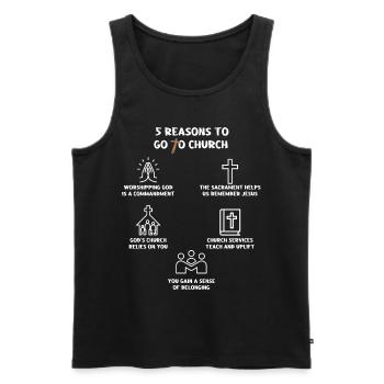 5 Reasons to Go to Church - Men's Premium Organic Tank Top - black - Front - AI Model Male 178 light (178cm)