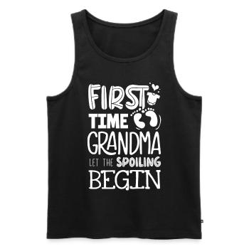 Grandma for the first time - Men's Premium Organic Tank Top - black - Front - AI Model Male 178 light (178cm)