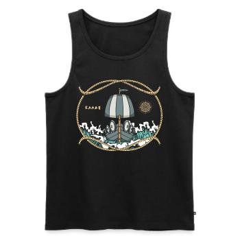Ancient Greek History Boat - Men's Premium Organic Tank Top - black - Front - AI Model Male 178 light (178cm)