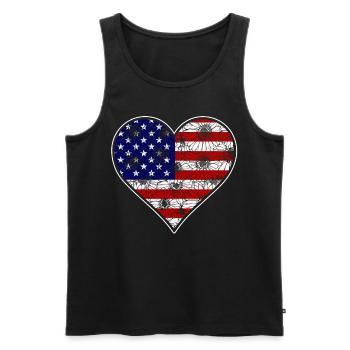 US -patriotisches Herz Mit Der USA Flagge 4. Juli - Männer Premium Bio Tank Top - Schwarz - Vorne - AI Model Male 178 light (178cm)
