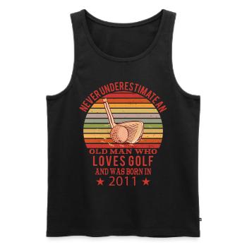 Golfer Golfer Born 2011 Birthday - Men's Premium Organic Tank Top - black - Front - Michal (187cm)