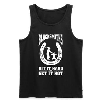 Pferde-Schmiede Hufeisen Pferdeschmied Werkzeug - Männer Premium Bio Tank Top - Schwarz - Vorne - Michal (187cm)