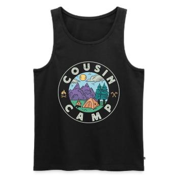 Cousin Camp, Camping en plein air - Débardeur bio Premium Homme - noir - Devant - Michal (187cm)