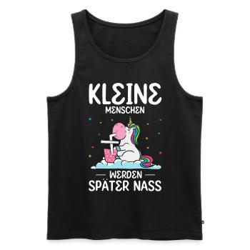 Einhorn Kleine Menschen werden später nass - Männer Premium Bio Tank Top - Schwarz - Vorne - Michal (187cm)
